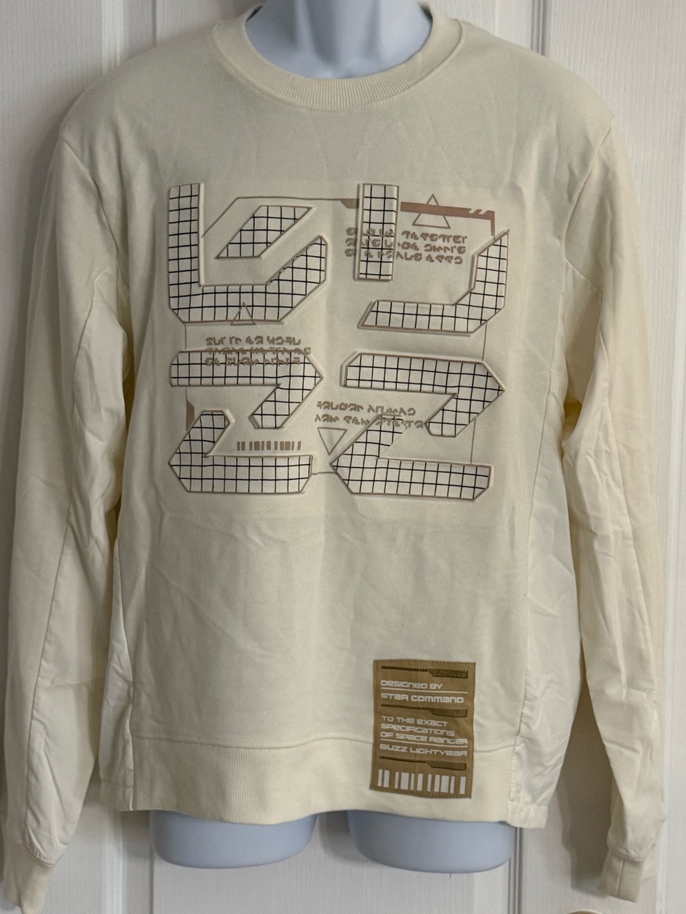 Disney Parks Star Command Buzz Lightyear Cream Graphic Long-Sleeve Sweat Shirt